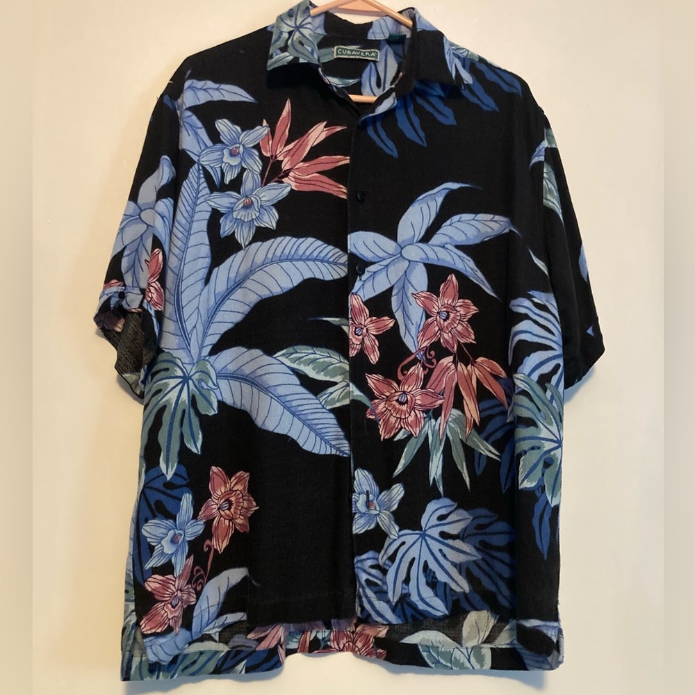 Cubavera SZ L Hawaiian style, Black and Blue Shirt
